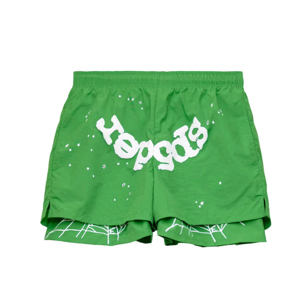 SP5DER OG WEB DOUBLE LAYER SHORTS GREEN (XL) (BRAND NEW)